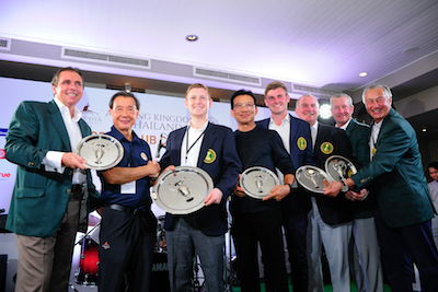 Winners Geoff Lenehan and Jack Pierse accept the Merrins-Crow Plate